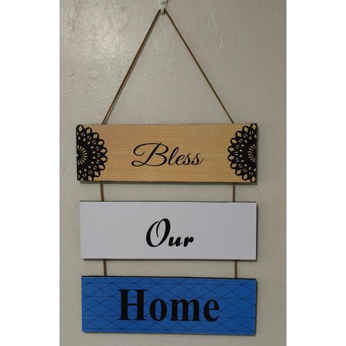 Inspirational Bless Our Home Hanging Wooden Sign –