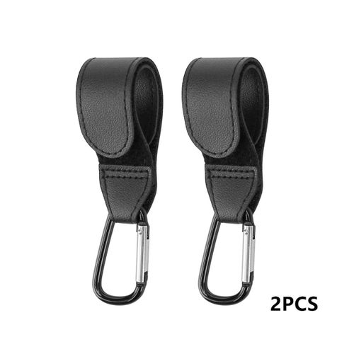 2 PCS PU Leather Baby Stroller Hooks 360° Rotatable Pram Bag Hooks