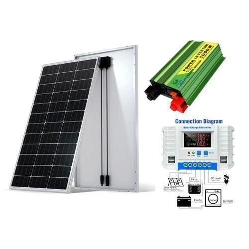 600Watts Solar Panel All Weather Monocrystalline 600 Watts Solar Panel 25 Years Warranty + 1000 Watts Solar Power Inverter 1000W DC TO AC Inverter + 30AH Solar Charge Controller