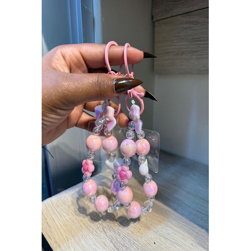 Phone Anti-losttheft Lanyard Key Short Wrist Pendant Colorful Round Bead Pendant Womens Hand-held Chain Mobile Phone Lanyard