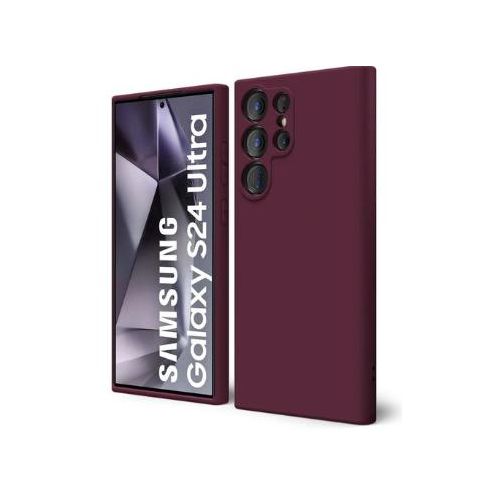 Soft Silicone Back Cover for Samsung Galaxy S24 Ultra - Maroon, anti-fingerprint, anti-scratch, durable silicone case
