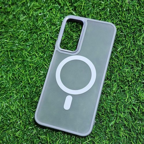 Grey Premium Matte Finish Stylish Magnetic Case With Tactile Buttons, MagSafe Compatible For MagSafe Accessories Back Cover For Samsung Galaxy A55