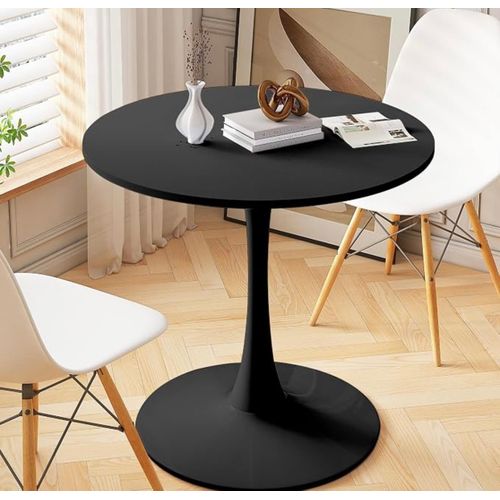 Modern Round Dining Table, Kitchen Table Tulip Table with MDF Table Top and Steel Pedestal, Bistro Table for Living Room Breakfast Nook Bar Patio Lounge Areas