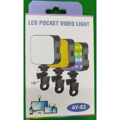 AY-83 Pocket LED RGB Video Light – Adjustable Brightness Lamp for Zoom Meetings & Online Classes