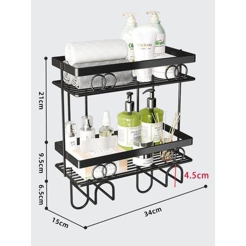2-Tier Metal Bathroom Storage Shelf - Over-Toilet Organizer Rack for Toiletries, Towels & Accessories