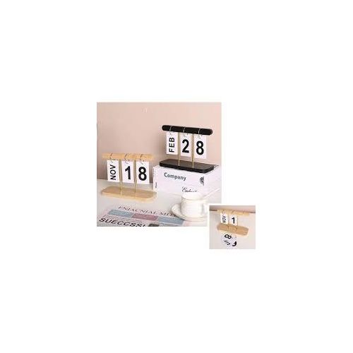 Premium Minimalist Creative Wooden Flip Calendar – Modern Desk Perpetual Calendar Ornament, Simple Home Office Decorative Art Craft, Scandinavian Living Room Counter Display