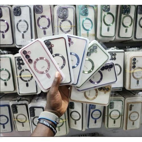 Black Transparent MagSafe Cover for iPhone 7G Shockproof Slim Fit Magnetic Ring