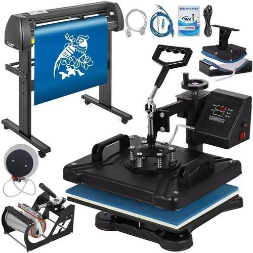 8 In 1 Heat Press 12"x15" Vinyl Cutter Plotter 28" Software Sublimation