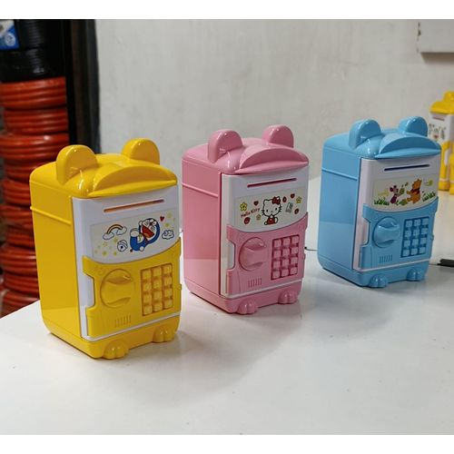 Manual Mini Kids Home Bank ATM-Style Piggy Bank with Key Lock