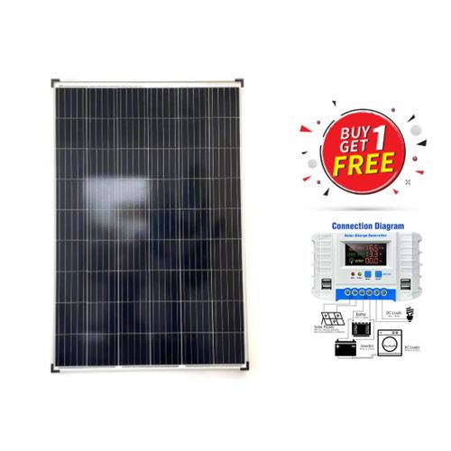 100 W Solar Panel 25 Years Warranty All Weather Mono Solar Panel + Free 30A Solar Charge Controller