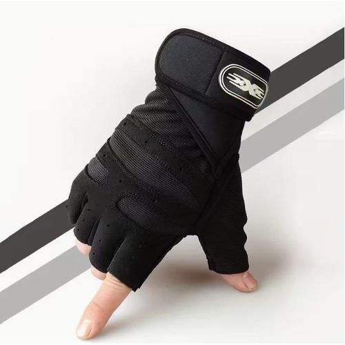 2 Pcs Half-Finger Sports Riding Gloves - Breathable, Comfortable Wrist Support With Blue Accents, Black & Blue Design For Outdoor Travel, Gym, And Training, Half Finger Gloves