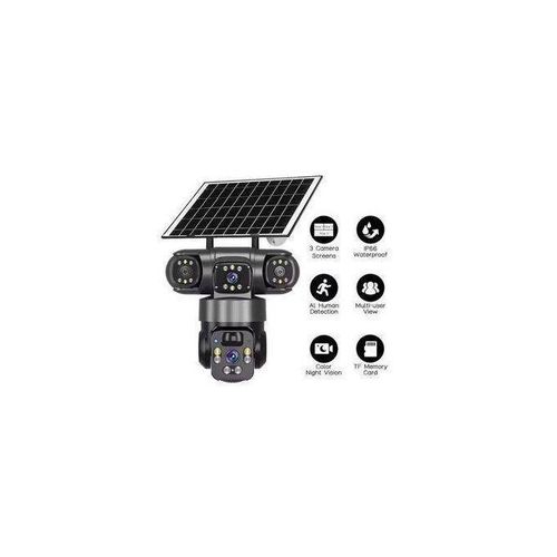 Solar Light V380 Solar Powered 6MP Security CCTV Wireless LTE 4G PTZ Camera Smart 3 Lens and 3 Screen Solar Camera