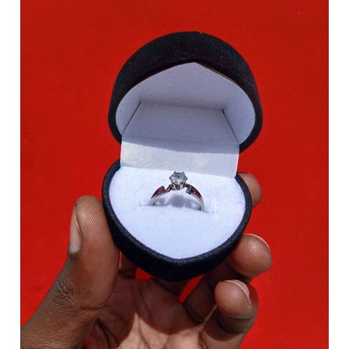 Quality Silver Plated Cute Proposal Engagement Ring For Lady With A Free Lovely Jewelry Box