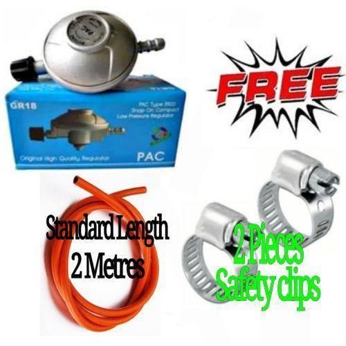 Pac NEW ARRIVAL 6KG REGULATOR GAS KIT FOR SINGLEDOUBLE BURNER FREE 2M PIPE SAFETY CLIPS SAFE DURABLE EASY TO USE IN KITCHENS