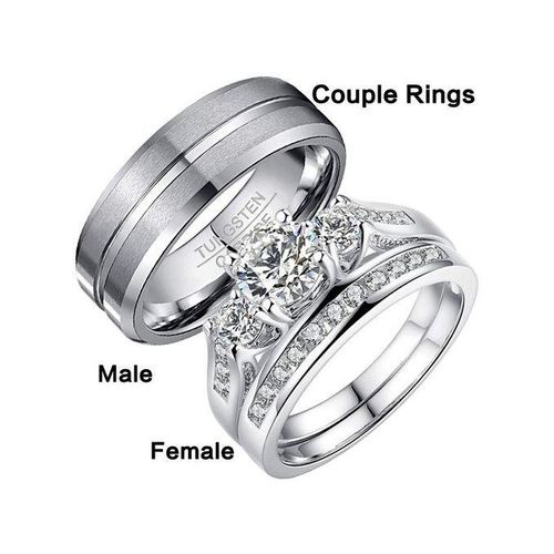 Wedding Ring Set Heart Diamond For Couple