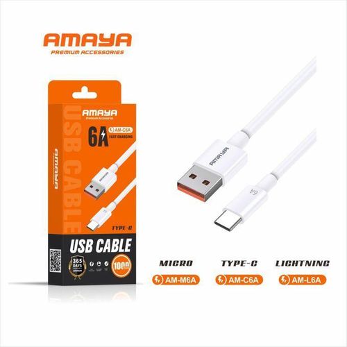 AM-C6A Fast Charging Type C USB Data Cable - 1 Year Warranty