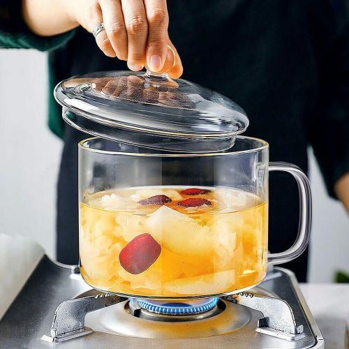 Glass Heat Resistant Cooking Pot with Handle (1500ml)