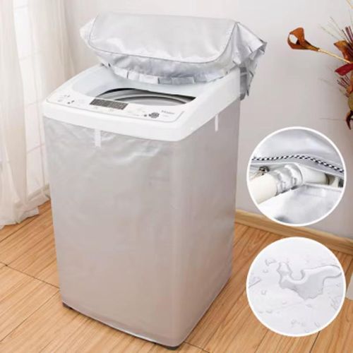Washing Machine Cover Top Load Sunproof Waterproof Silver Protective Zipper Dustproof Cover 856465 Fits Up To 10kg Washer Outdoor Indoor Protection