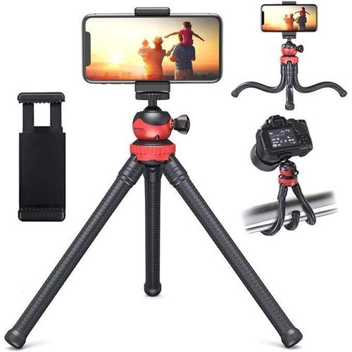 Portable Flexible Mini Gorilla Tripod with 360° Rotating Camera Head Smartphone Holder and Wrap Around Legs for Travel Photography Selfie Videos Vlogging and Live Streaming