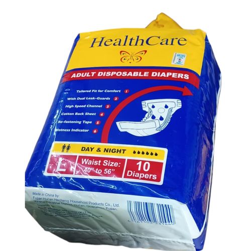 ADULT DISPOSABLE DIAPERS Tailor Fit Dual Leak Guarads Back Sheet Re-Fastening Tape Wetness Indicator LARGE 40" TO 56" Waist nk