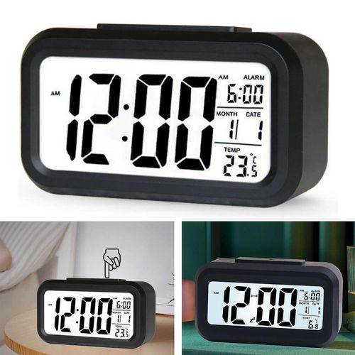 LED Digital Alarm Clock with Large Display - Snooze, Date, & Temperature Display, Battery-Operated for Home & Office