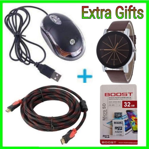 Wired Optical Mouse + Extra Watch, Memory Card 32GB, Hdmi Cable