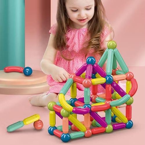 Magnetic Building Set Magnetic Sticks and Balls Building Blocks Toy for Kids Age 3 Years Multicolor