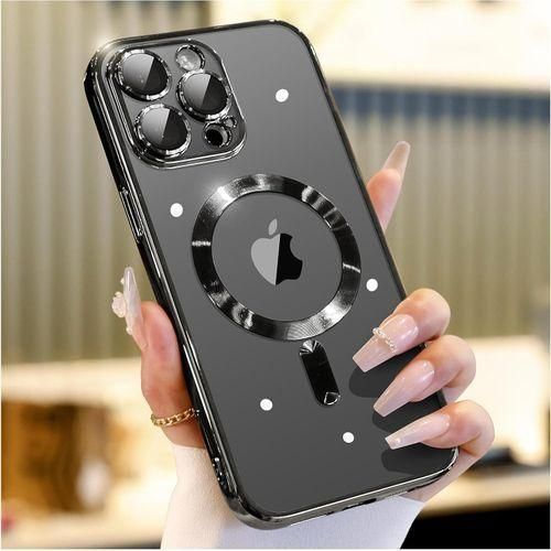 Black Electroplated Magnetic for MagSafe Shockporoof Transparent Case Cover for iPhone 14 Pro
