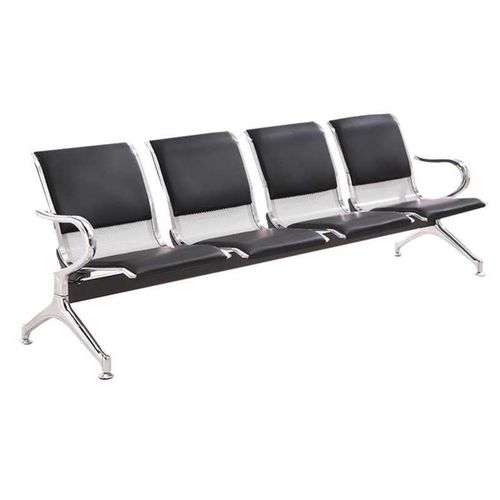 4 Link Black Padded Waiting Bench