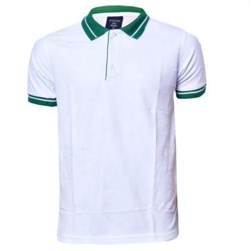 White Polo T-Shirt Kenya Green Collar