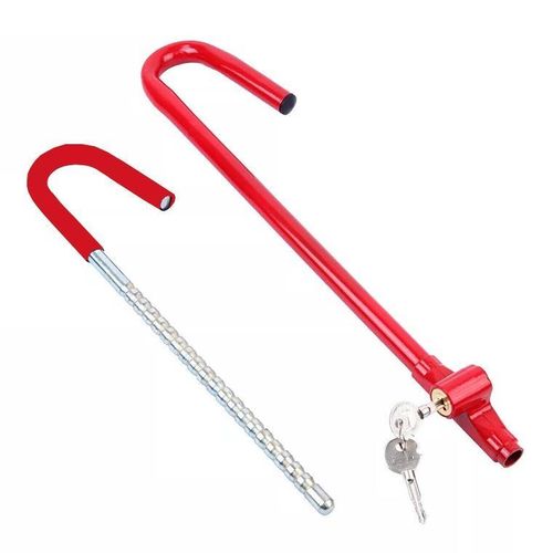 Top Quality Stable Performance Universal Vehicle Security Lock with Double Hook Design Universal All Vehicles Anti-Theft Security Car Steering Wheel Lock Brake Clutch Lock Retractable Locking Hook Device with 3 Keys