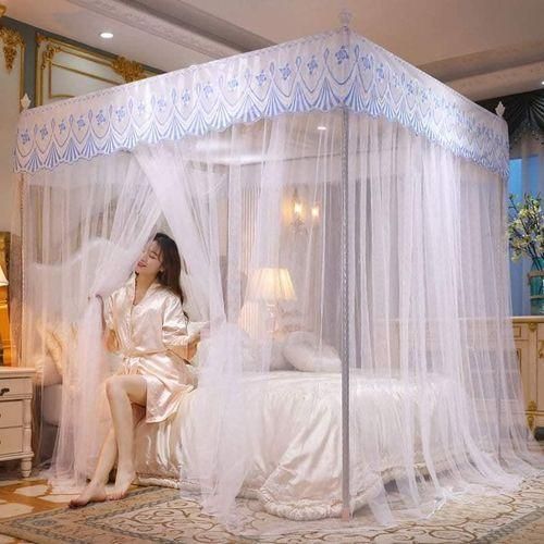 White and purple mosquito Net With Metallic Stand 4BY6, 5BY6, 6BY6
