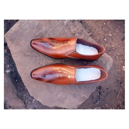 Light Brown Men Official Elegant Leather Shoes-Brown Line