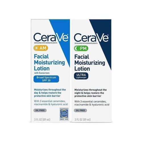 AM & PM Facial Moisturizer Duo For Normal To Dry Skin – Includes AM Facial Moisturising Lotion With SPF 30 (Day Cream) & PM Facial Moisturising Lotion (Night Cream) – Non-Comedogenic, With Ceramides & Niacinamide.