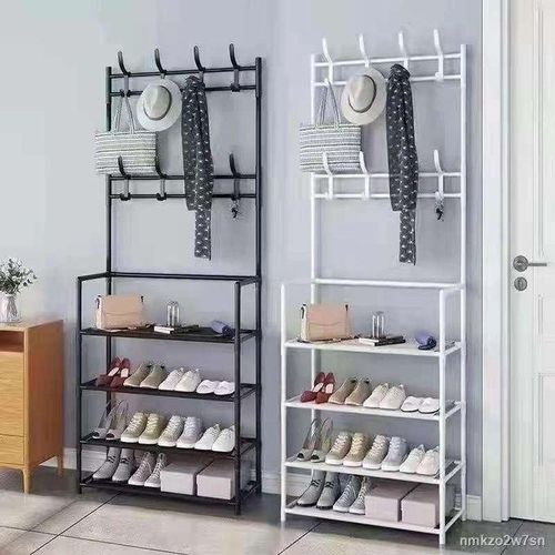 5-Tier Heavy Duty Metallic Shoe Rack Coat Hanger Multi-functional Entryway Organizer for Hats Bags and Clothes 60cm x 26cm x 170cm