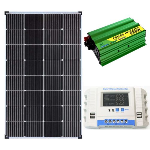 100W Solar Panel 25 Years Warranty All Weather Mono Solar Panel Free 20A Solar Charge Controller Free 600W Solar Power Inverter DC To AC Solar Inverter