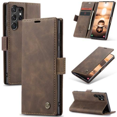 ForSamsung Galaxy S22 Ultra 5G CaseMe Multifunctional Horizontal Flip Leather Phone Case-Coffee