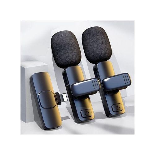 K9 Type-C Wireless Lavalier Microphone Dual Clip-on Mic Noise Cancelling for Video Recording