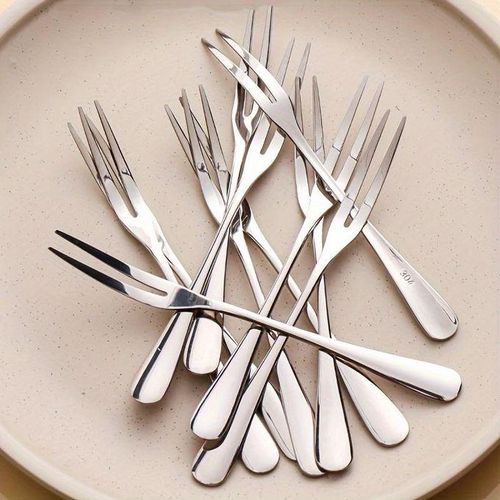 10-piece 10-Piece Elegant Stainless Steel Mini Dessert Forks Set Fruit Forks Tasting Forks Salad Forks for Home Kitchen