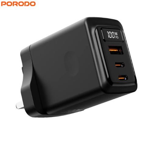 GaN 100W Multi-Port Charger with Power Display Fast Charging Compatible with all Laptops and Real time power display - Black