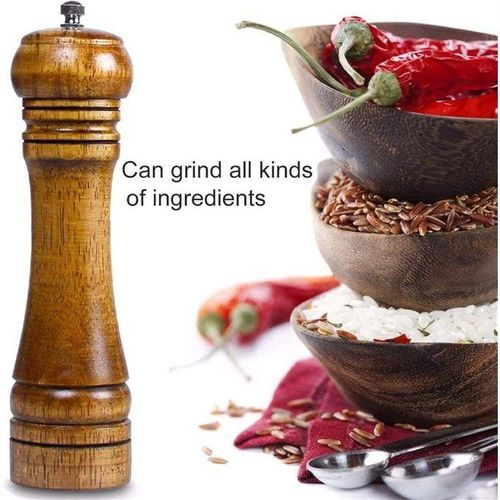 Wood Pepper Grinder Adjustable Coarseness Wooden Pepper Mill Ceramic Grinding Mechanism Salt Mill Refillable