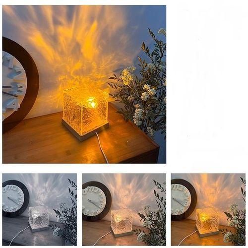 3d Dynamic Water Ripple Night Light Living Room Bedroom Decor Atmosphere Night Light Rgb Rotating Water Pattern Led Table Lamp Decorative Light