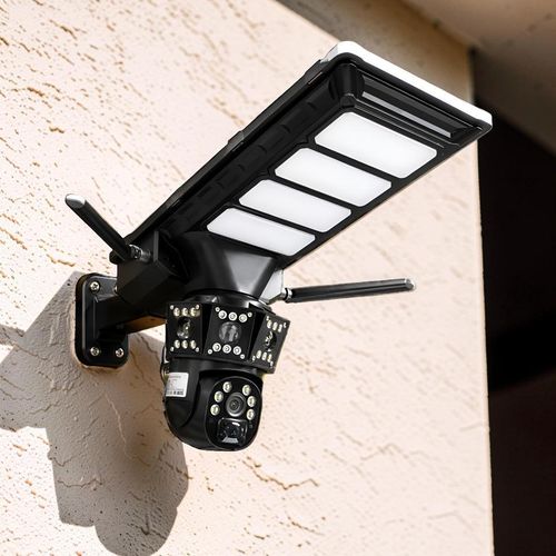 4G PTZ Multiple Lens Cloud Storage Support Solar Camera with Outdoor Security Led Solar Street Light
