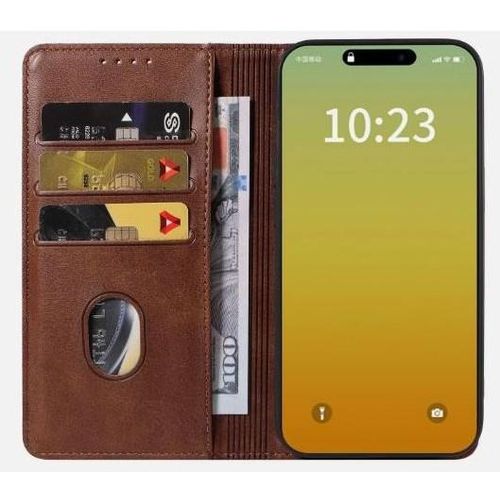 Magnetic Leather Flip Wallet Cover for itel P15 - Brown - Shockproof Kickstand Card Slots Magnetic Closure