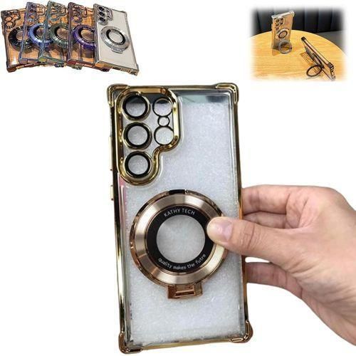 Electroplated Magnetic Stand Mobile Phone Cases Exateplicit 4 Corner Anti Drop Cell Phone Case for s25 ultra