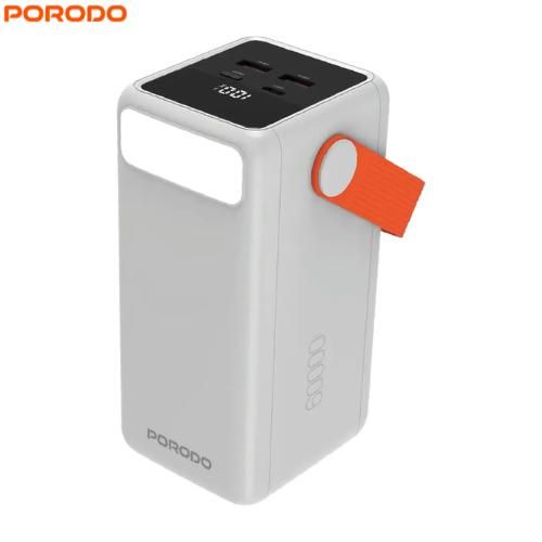 PortaPower 60000mAh Fast Charging Power Bank with Built-In LED Lighting and Flashlight - White
