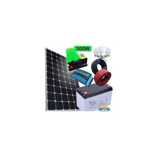 Solar Panel Fullkit 100w Solar Panel + 80AH Battery + 300Watts Inverter + 10 Ah Charge Controller + 5 Bulbs +10m Cable