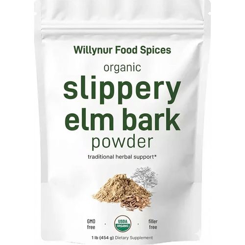 SLIPPERY ELM-Soothes digestive irritation.Helps relieve heart-burn and .Eases consti-pation and improves regularity.Protects the stomach lining.Soothes sore throat and cough. Supports skin healing.