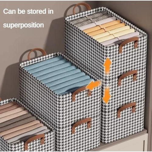 Collapsible Clothes Organizer For Jeans Washable Fabric Closet Storage Box Drawers Foldable Clothing Storage Bins With Handle