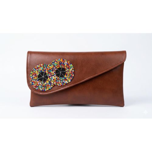 Beaded Leather Clutch Bag